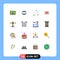 Universal Icon Symbols Group of 16 Modern Flat Colors of gear, bulb, leaves, gear, hardware