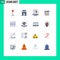 Universal Icon Symbols Group of 16 Modern Flat Colors of glass, edit, projector, database, browser
