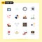 Universal Icon Symbols Group of 16 Modern Flat Colors of lyrics, music node, info, security, lock