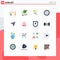Universal Icon Symbols Group of 16 Modern Flat Colors of products, devices, management, clock, zoom