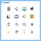 Universal Icon Symbols Group of 16 Modern Flat Colors of puzzle, megaphone, monitor, media, digital