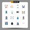 Universal Icon Symbols Group of 16 Modern Flat Colors of spectator, night, work, celebration, android