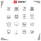 Universal Icon Symbols Group of 16 Modern Outlines of border, property, idea, house, apartment