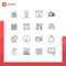 Universal Icon Symbols Group of 16 Modern Outlines of coins, money, browser, management, interface