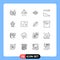 Universal Icon Symbols Group of 16 Modern Outlines of money, sort, content, descending, gear