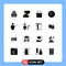 Universal Icon Symbols Group of 16 Modern Solid Glyphs of body, analytics, footwear, billiard, open