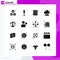 Universal Icon Symbols Group of 16 Modern Solid Glyphs of bookmark, technology, device, storage, cloud