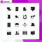 Universal Icon Symbols Group of 16 Modern Solid Glyphs of electronic device, hospital, bodybuilding, heartbeat, supplement