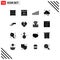 Universal Icon Symbols Group of 16 Modern Solid Glyphs of heart, board, internet, share, alms