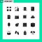 Universal Icon Symbols Group of 16 Modern Solid Glyphs of mark, list, kareem, check, player