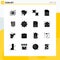 Universal Icon Symbols Group of 16 Modern Solid Glyphs of pen, stationary, science, essential tools, sim card