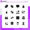 Universal Icon Symbols Group of 16 Modern Solid Glyphs of right, arrow, display, hand, christmas ball