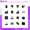 Universal Icon Symbols Group of 16 Modern Solid Glyphs of sign, body, adventure, block, sky
