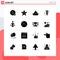 Universal Icon Symbols Group of 16 Modern Solid Glyphs of spa, care, theatre, beauty, vehicles