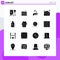 Universal Icon Symbols Group of 16 Modern Solid Glyphs of summer, lotion, money, dollar, budget