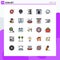 Universal Icon Symbols Group of 25 Modern Filled line Flat Colors of badge, rain, travel, cloud, machine