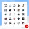 Universal Icon Symbols Group of 25 Modern Filled line Flat Colors of checked, meditation, architect, concentration, gear