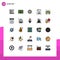 Universal Icon Symbols Group of 25 Modern Filled line Flat Colors of coach, autobus, decoration, page, down