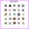 Universal Icon Symbols Group of 25 Modern Filled line Flat Colors of cog, api, briefcase, labour, engineer