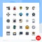 Universal Icon Symbols Group of 25 Modern Filled line Flat Colors of drawing, startup, sport, money, map