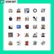 Universal Icon Symbols Group of 25 Modern Filled line Flat Colors of electric, computer, search, cable, instagram