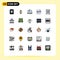 Universal Icon Symbols Group of 25 Modern Filled line Flat Colors of fiber, resume, hand, print, laptop