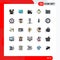 Universal Icon Symbols Group of 25 Modern Filled line Flat Colors of folder, data, delivery van, backup, vegetable