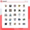 Universal Icon Symbols Group of 25 Modern Filled line Flat Colors of halloween, judge, delete, gravel, vintage