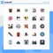 Universal Icon Symbols Group of 25 Modern Filled line Flat Colors of map, science, butterfly, lab, flask