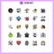 Universal Icon Symbols Group of 25 Modern Filled line Flat Colors of mind, boosting, filmstrip, ability, wood