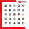 Universal Icon Symbols Group of 25 Modern Filled line Flat Colors of night, day, item list, commerce, track list