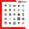 Universal Icon Symbols Group of 25 Modern Filled line Flat Colors of security, safe, dumbell, padlock, weight lifter