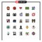 Universal Icon Symbols Group of 25 Modern Filled line Flat Colors of setting, gear, love, call, field