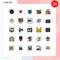 Universal Icon Symbols Group of 25 Modern Filled line Flat Colors of sky, office, website, business, reward