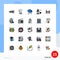 Universal Icon Symbols Group of 25 Modern Filled line Flat Colors of voice, recording, application, microphone, raining