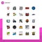 Universal Icon Symbols Group of 25 Modern Filled line Flat Colors of world, password, creative, passkey, code