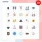 Universal Icon Symbols Group of 25 Modern Flat Colors of book, mathematics, business, calculator, trade