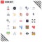 Universal Icon Symbols Group of 25 Modern Flat Colors of mission, game, processing, server, device