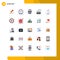 Universal Icon Symbols Group of 25 Modern Flat Colors of online, digital, ux, bank, review