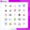 Universal Icon Symbols Group of 25 Modern Flat Colors of popcorn, url, security, link, browser seo