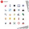 Universal Icon Symbols Group of 25 Modern Flat Colors of port, internet, video, ethernet, web