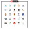 Universal Icon Symbols Group of 25 Modern Flat Colors of speedometer, meter, os, dashboard, globe