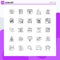 Universal Icon Symbols Group of 25 Modern Lines of carpenter, modern, internet, estate, apartment