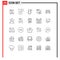 Universal Icon Symbols Group of 25 Modern Lines of flowchart, develop, jug, coding, things