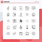 Universal Icon Symbols Group of 25 Modern Lines of heart, computer, internet, web, browser