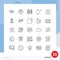 Universal Icon Symbols Group of 25 Modern Lines of human, avatar, leaf, space, platform