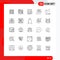 Universal Icon Symbols Group of 25 Modern Lines of night, work wear, clipboard, shirt, clothes