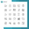 Universal Icon Symbols Group of 25 Modern Lines of sky, moon, target, cloud, therapy