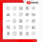 Universal Icon Symbols Group of 25 Modern Lines of valentine, video camera, water, movie, picture