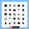 Universal Icon Symbols Group of 25 Modern Solid Glyphs of contacts, business, gear, id, finance